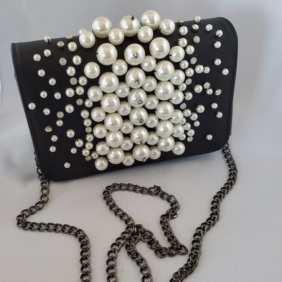 INZI Pearl & Rhinestone Studded Purse - Picture 1 of 8